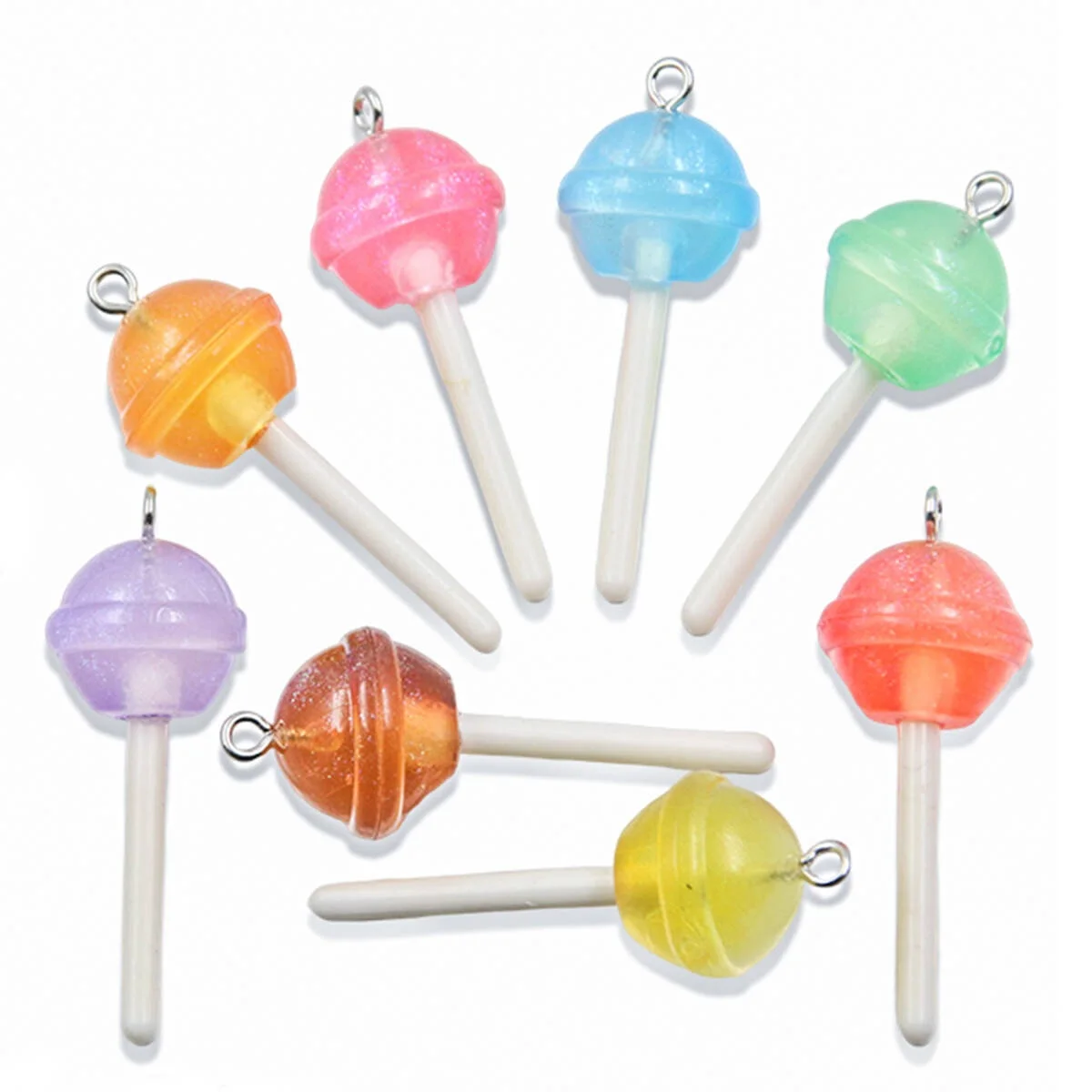 30Pcs 3 Styles Mix Color Star Round Heart Lollipop Charms Diy Findings 3D Keychain Bracelets Earrings Pendant For Jewelry Making