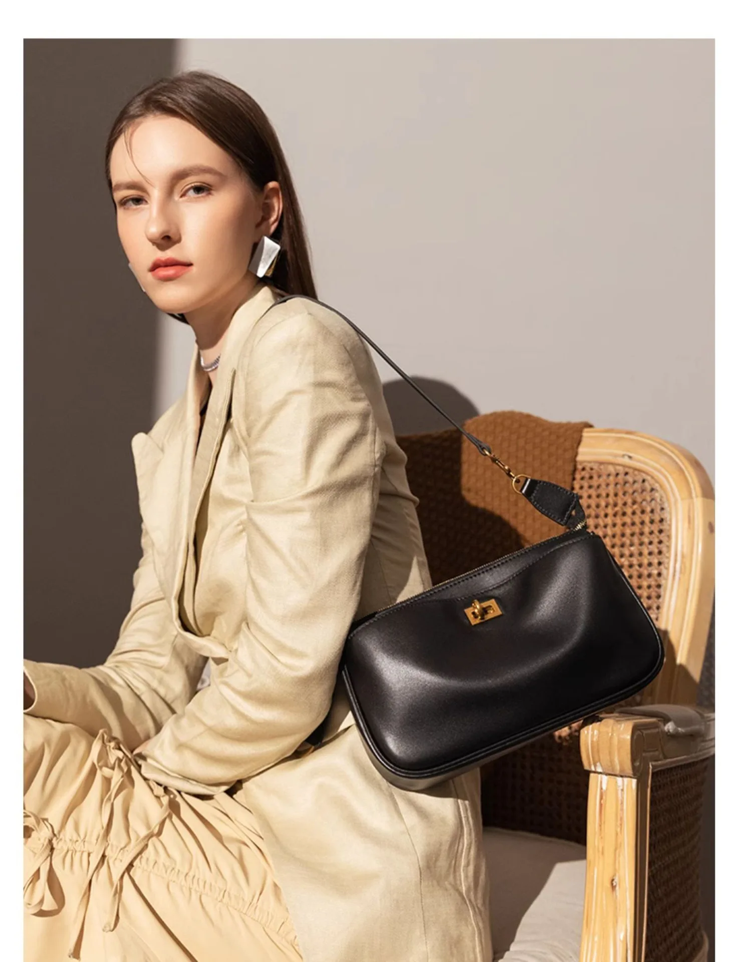 Paris Classic Tote Bag For Women Luxury Brand Split Leather Metal Buckle Underarm Bags Ladies Casual Street Style Shoulder Bag
