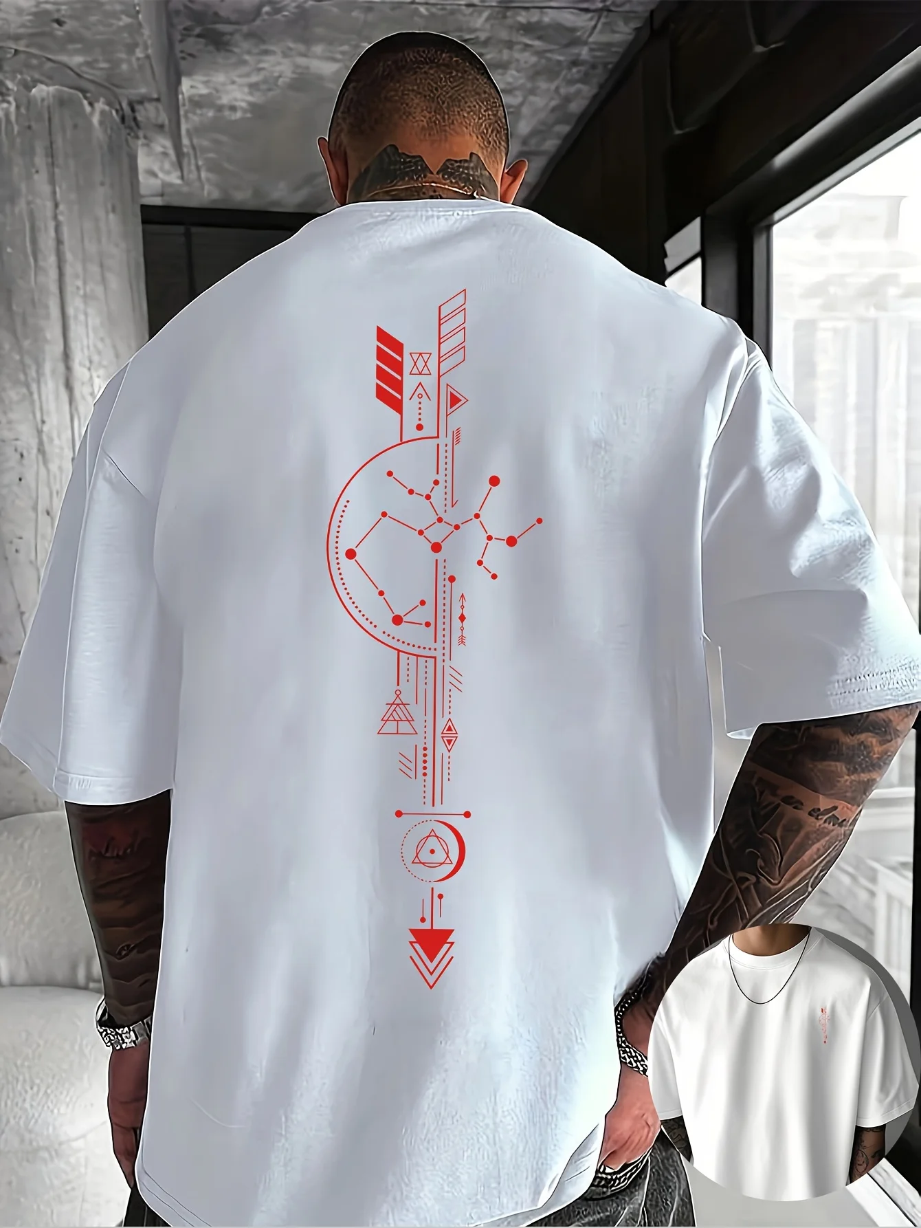 Constellation Arrow Geometric Graphic Tee Men Breathable 100% Cotton Perfect Summer Streetwear Trendy Mystical Astrology Style