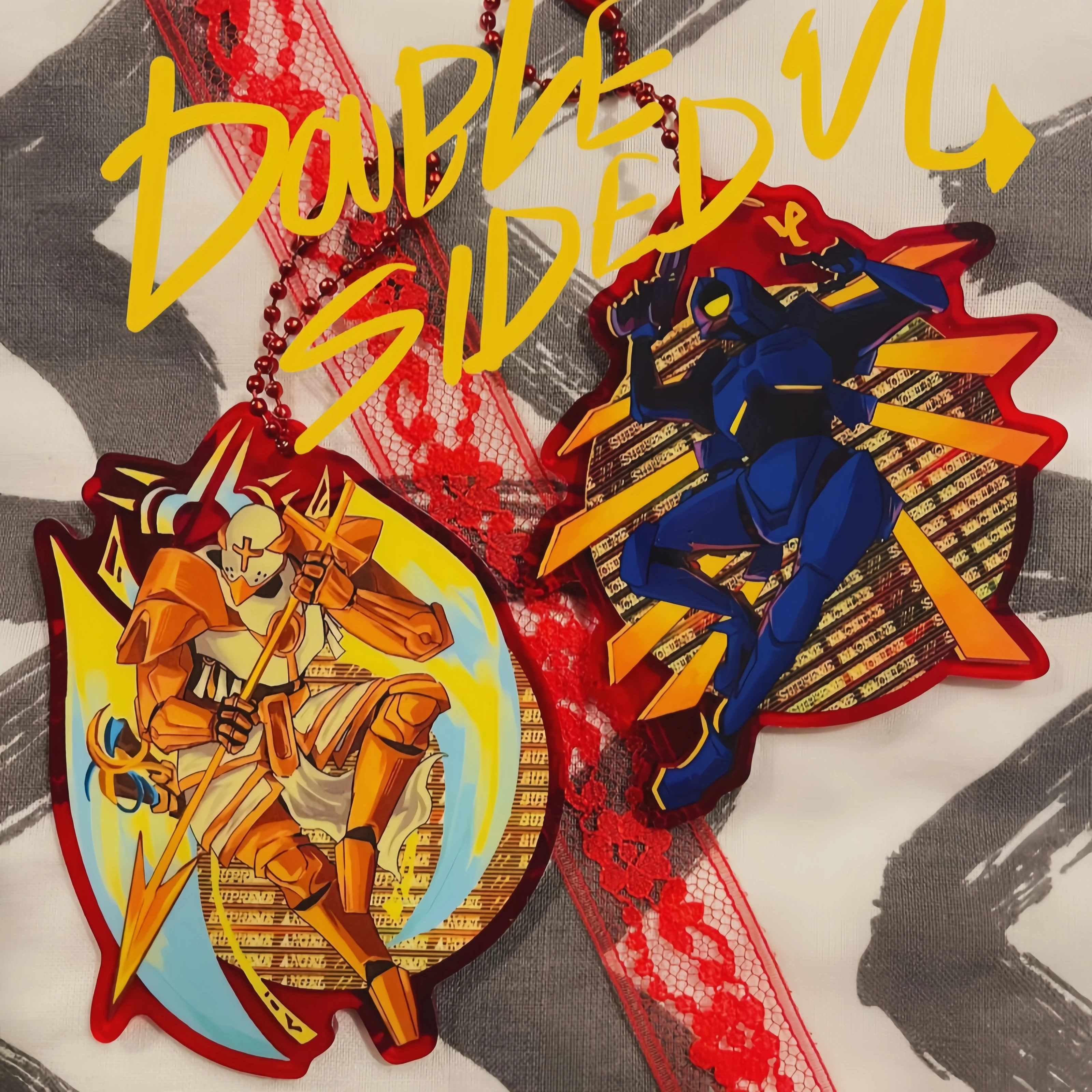 ULTRAK1LL Gabriel & V1 Acrylic Charms - Double Sided Keychain with Bead Chain, Game Merch for Fans