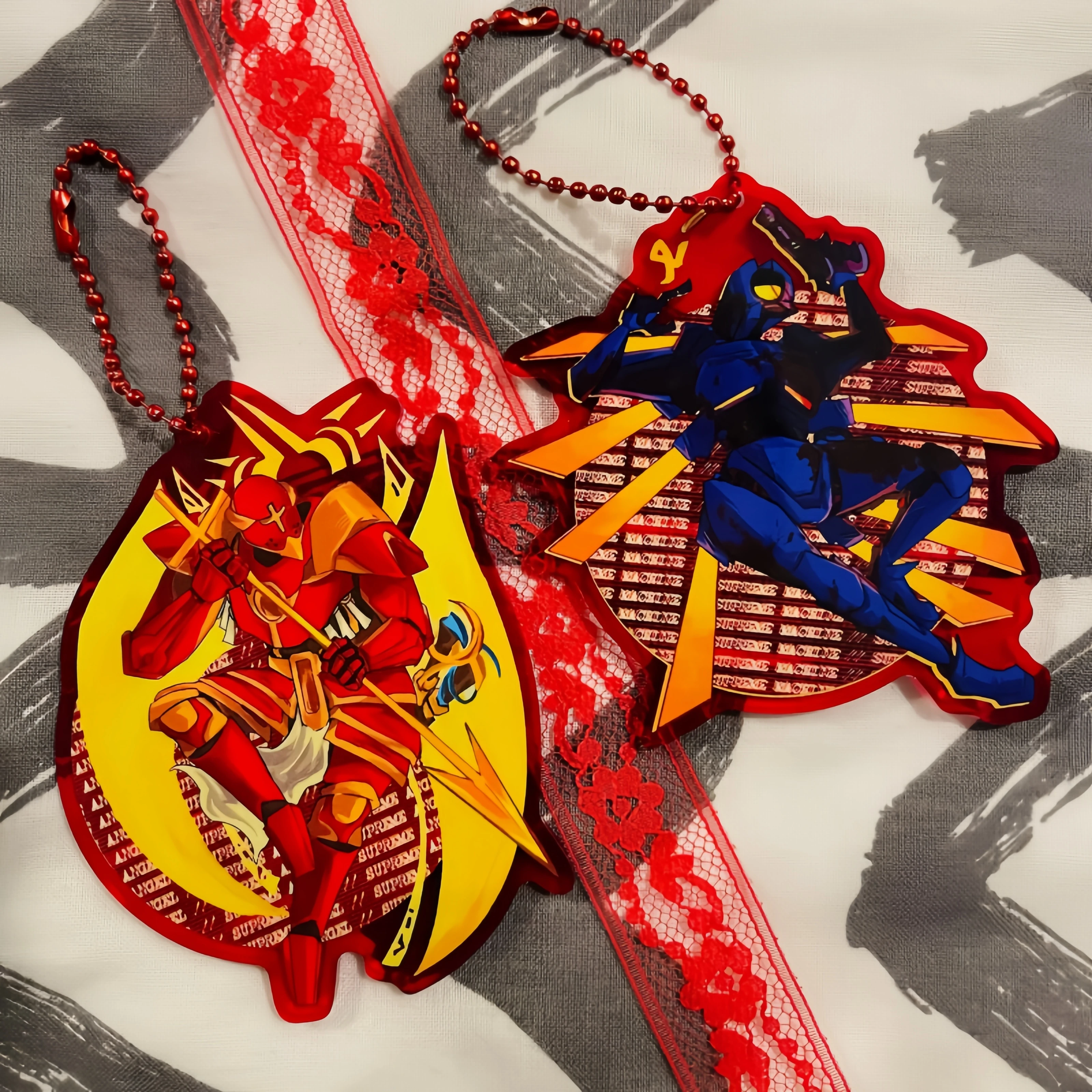 ULTRAK1LL Gabriel & V1 Acrylic Charms - Double Sided Keychain with Bead Chain, Game Merch for Fans