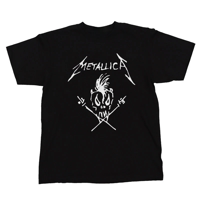 Hip-hop Metallica Band Retro Dark Band T-Shirt 100% Cotton Graphic Tee Men Women Summer Streetwear Top