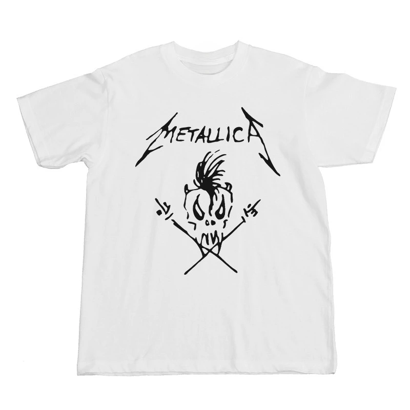 Hip-hop Metallica Band Retro Dark Band T-Shirt 100% Cotton Graphic Tee Men Women Summer Streetwear Top