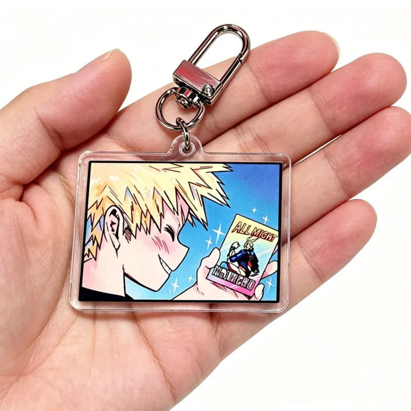 Anime Acrylic Keychain - Izuku Midoriya Green Hair Boy & Katsuki Bakugo Blonde Boy Charms - Acrylic Keyring for Fans