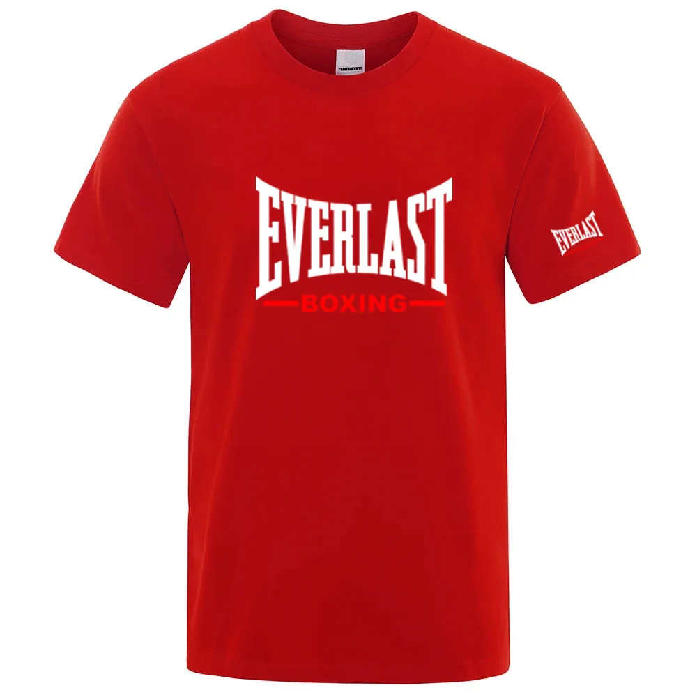 EVERLAST Boxing Logo Graphic T-Shirt Men Black Crew Neck Short Sleeve Casual Sports Training Streetwear Top
