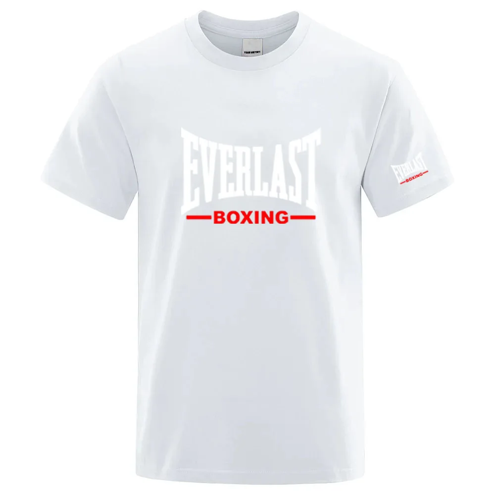 EVERLAST Boxing Logo Graphic T-Shirt Men Black Crew Neck Short Sleeve Casual Sports Training Streetwear Top