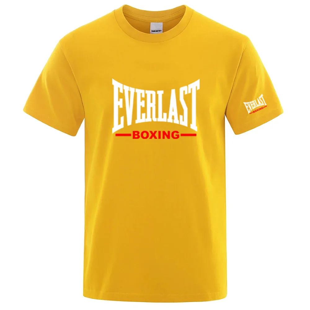 EVERLAST Boxing Logo Graphic T-Shirt Men Black Crew Neck Short Sleeve Casual Sports Training Streetwear Top