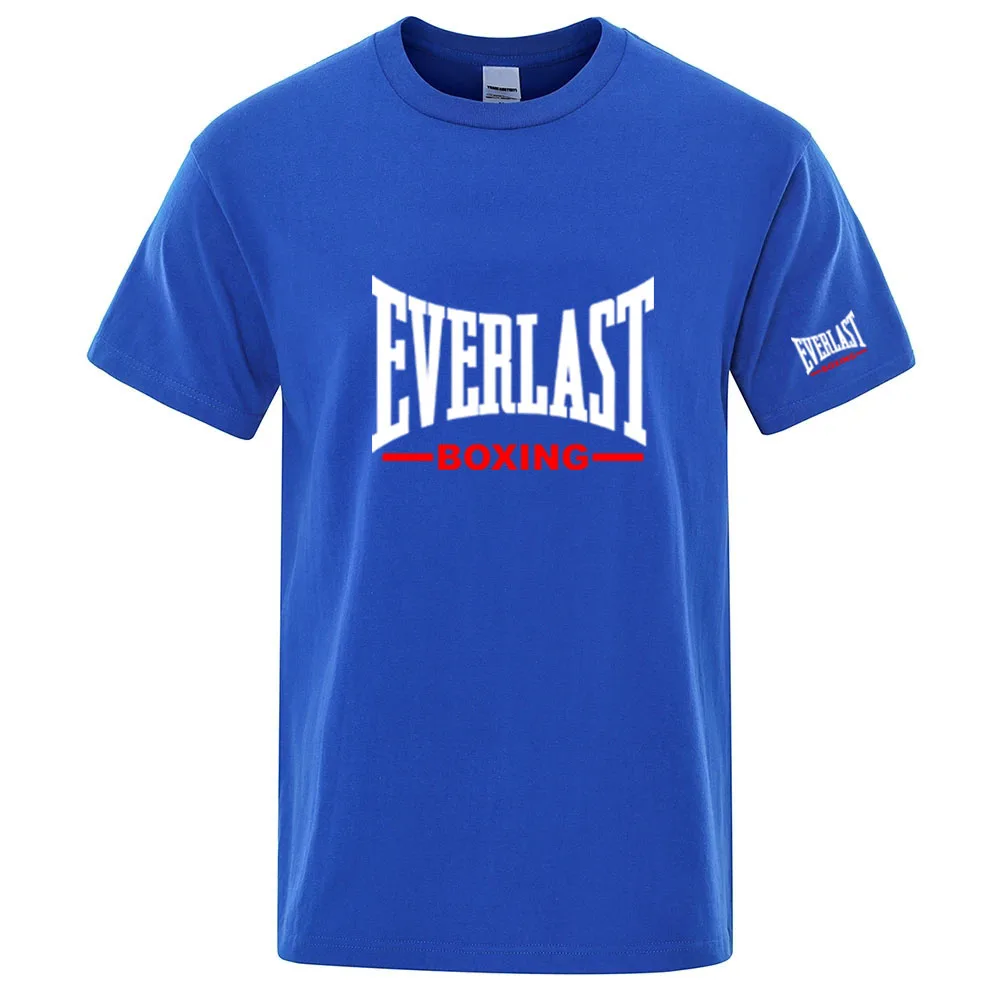 EVERLAST Boxing Logo Graphic T-Shirt Men Black Crew Neck Short Sleeve Casual Sports Training Streetwear Top