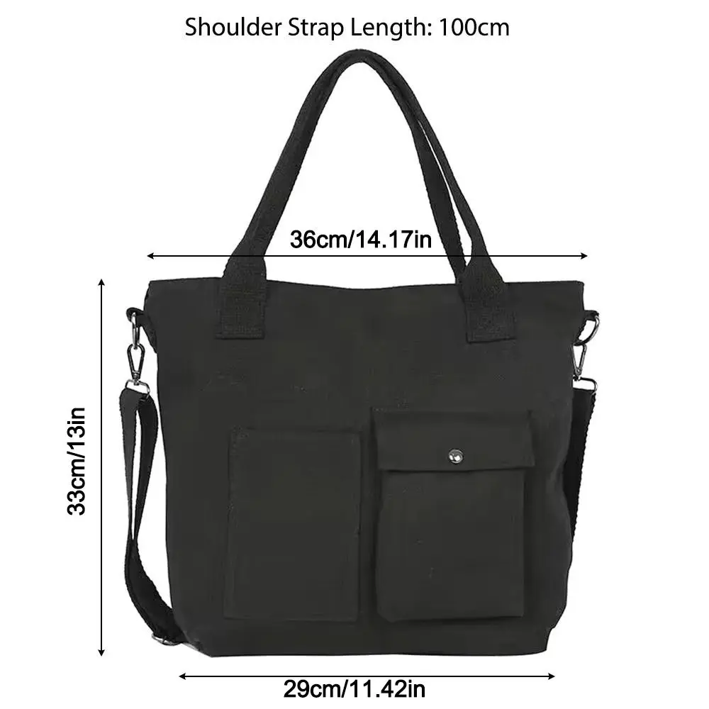 New Canvas Memorial Black Handbag Large Capacity Black Shoulder Bag Tote Bag Women's