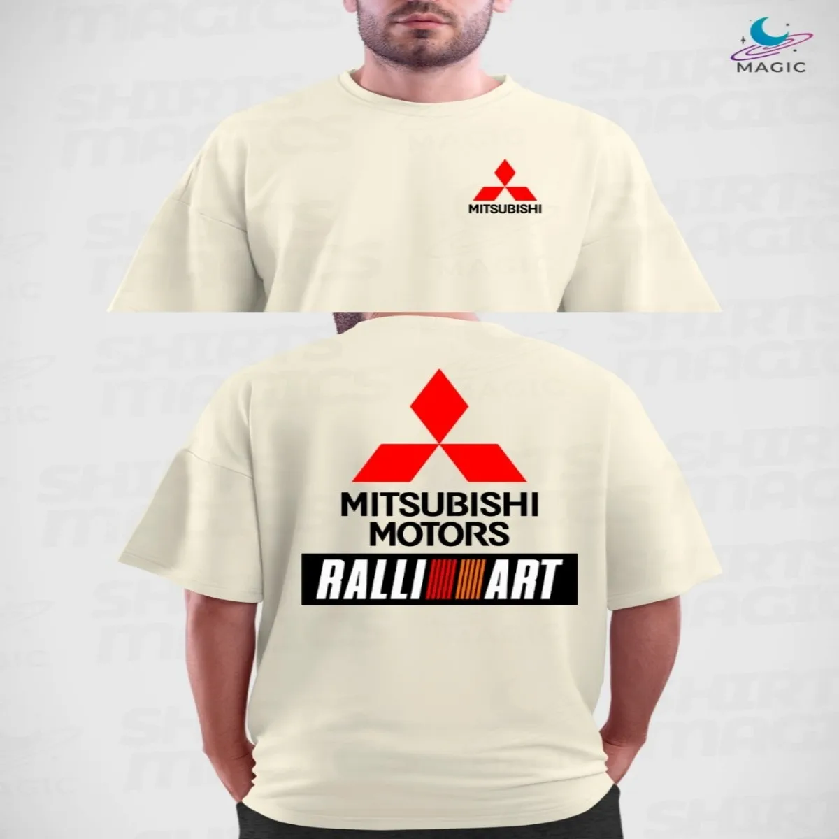 Mitsubishi Ralliart T-shirt, graphic design on the front and back, unisex, 100% cotton - Magic Racing