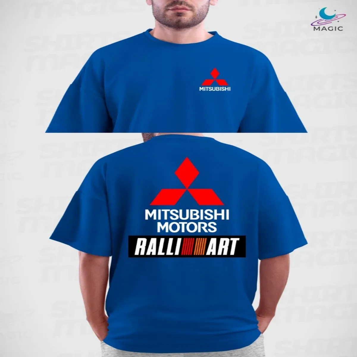 Mitsubishi Ralliart T-shirt, graphic design on the front and back, unisex, 100% cotton - Magic Racing
