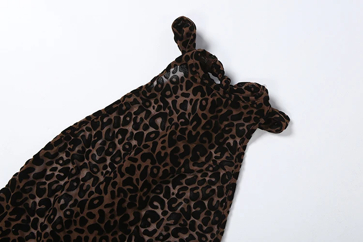 Kliou Leopard Print Playsuits Woman Bandage Halter Backless Sleeveless Skinny Peach Hip Hot Girls Street Style Classic Rompers