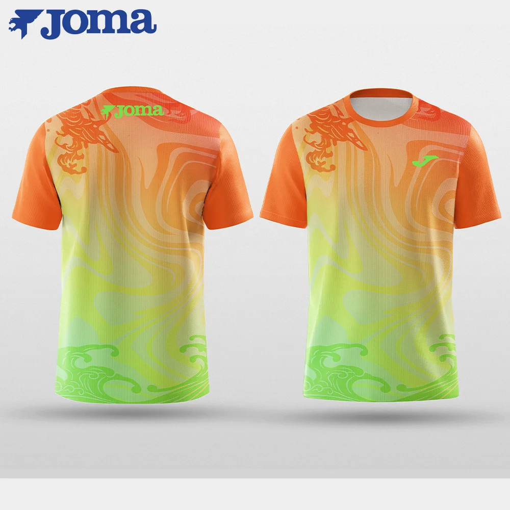 JOMA Summer Bright Color 3D Printing Men's T-shirt Quick Dry Breathable Outdoor Sports Tops Fitness Cycling Casual Street Short