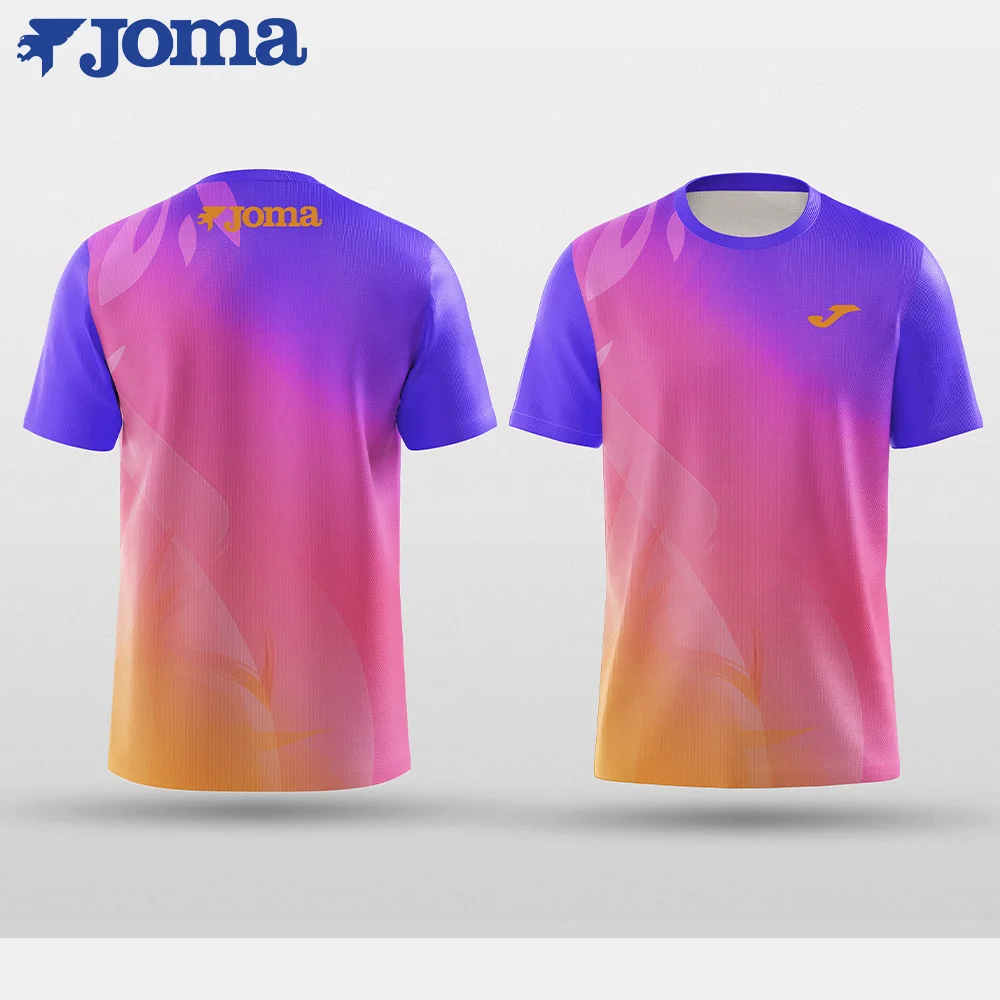 JOMA Summer Bright Color 3D Printing Men's T-shirt Quick Dry Breathable Outdoor Sports Tops Fitness Cycling Casual Street Short