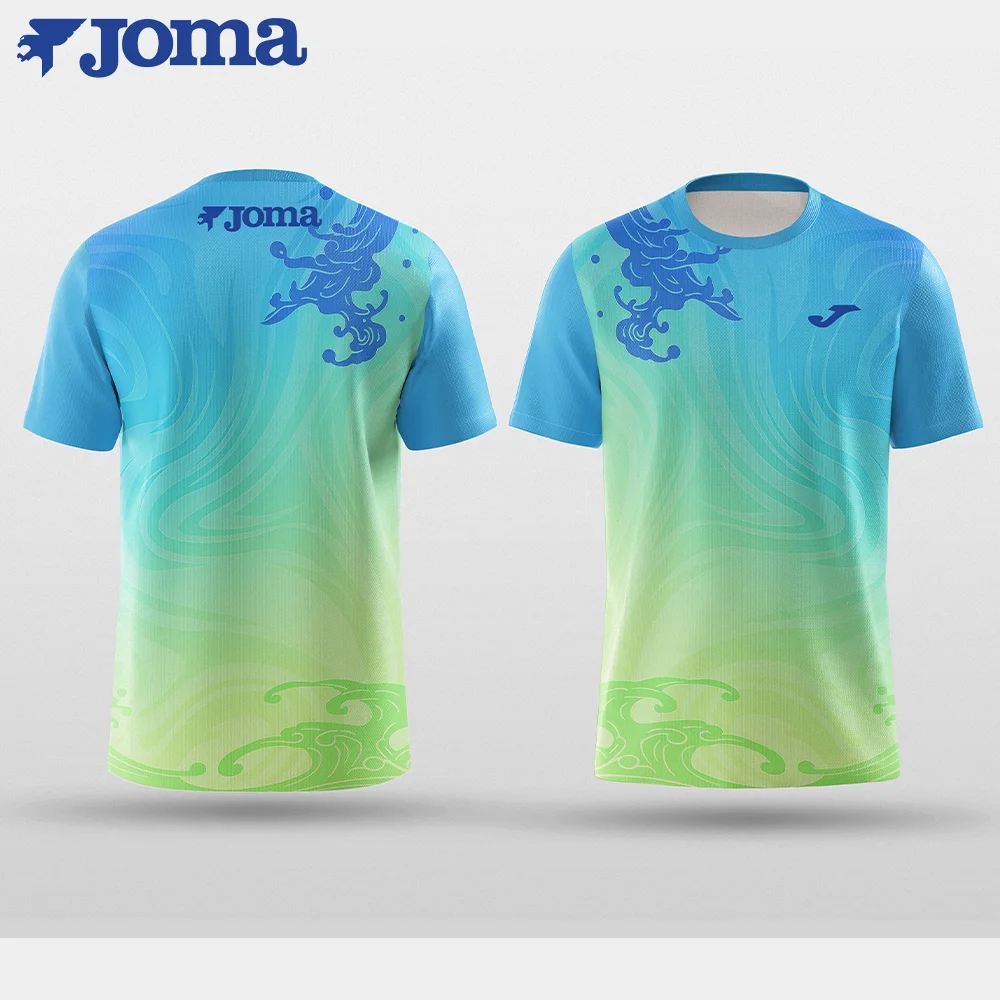 JOMA Summer Bright Color 3D Printing Men's T-shirt Quick Dry Breathable Outdoor Sports Tops Fitness Cycling Casual Street Short