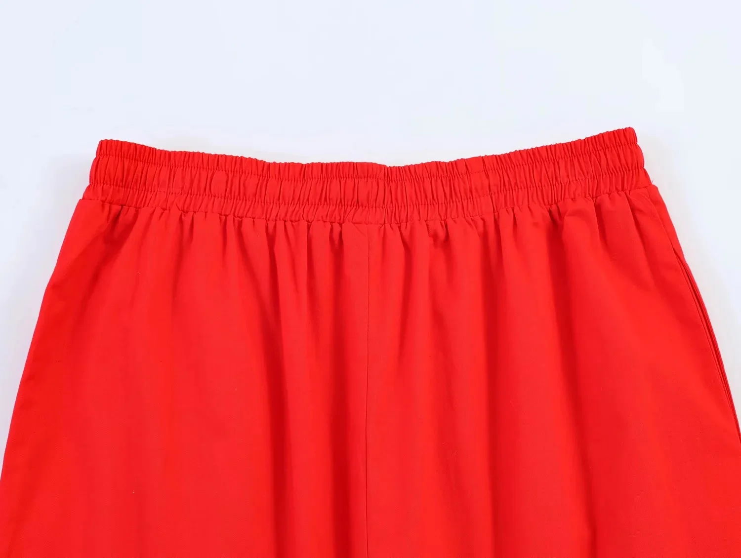 KONDALA Elegant Chic Red Midi Skirt Set Women Minimalist Trendy Puff Sleeve Shirt, Drawstring Skirt 2026 Spring Lady Leisure Set