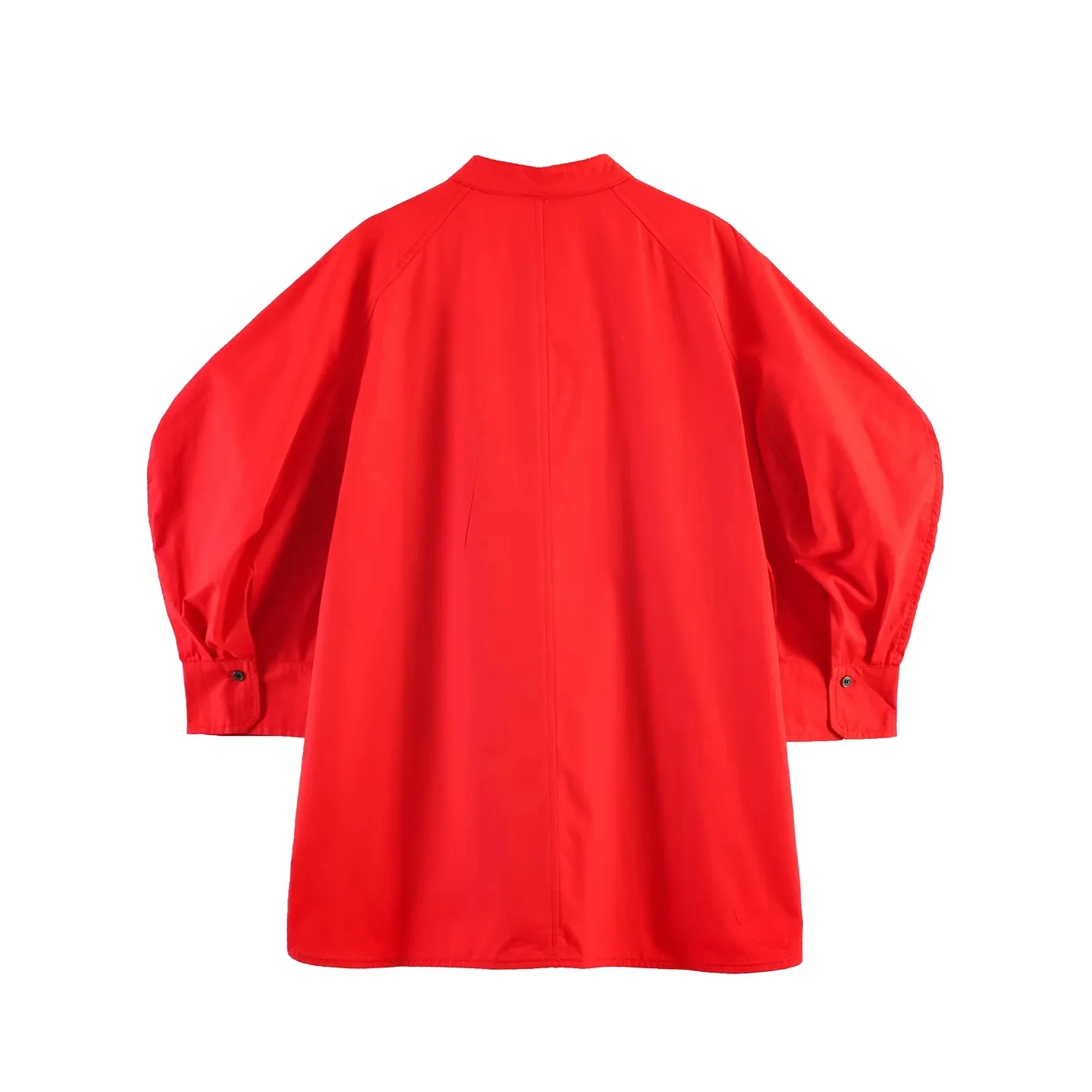 KONDALA Elegant Chic Red Midi Skirt Set Women Minimalist Trendy Puff Sleeve Shirt, Drawstring Skirt 2026 Spring Lady Leisure Set