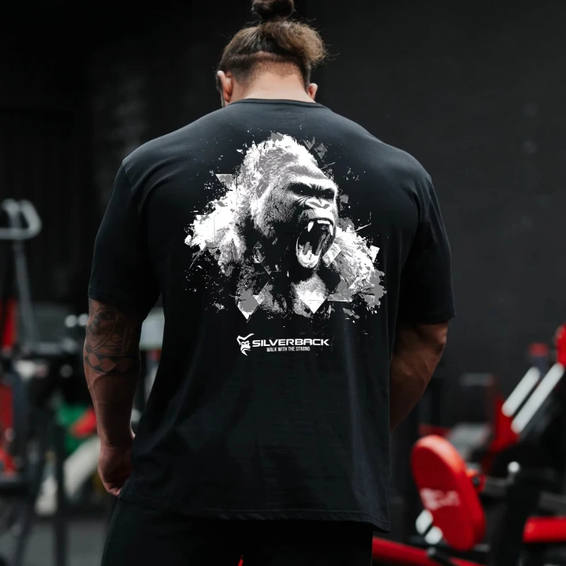Retro King Gorilla Gym Print T-shirt 100% Pure Cotton Unisex Oversized Short Sleeve Streetwear Casual Top