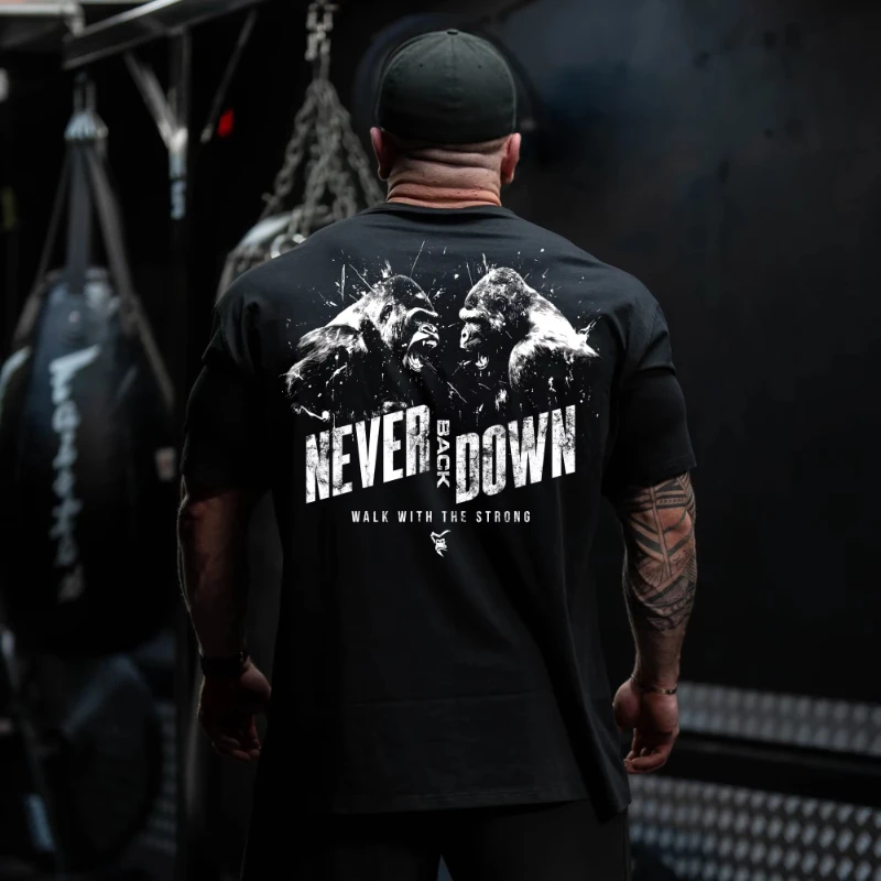 Retro King Gorilla Gym Print T-shirt 100% Pure Cotton Unisex Oversized Short Sleeve Streetwear Casual Top