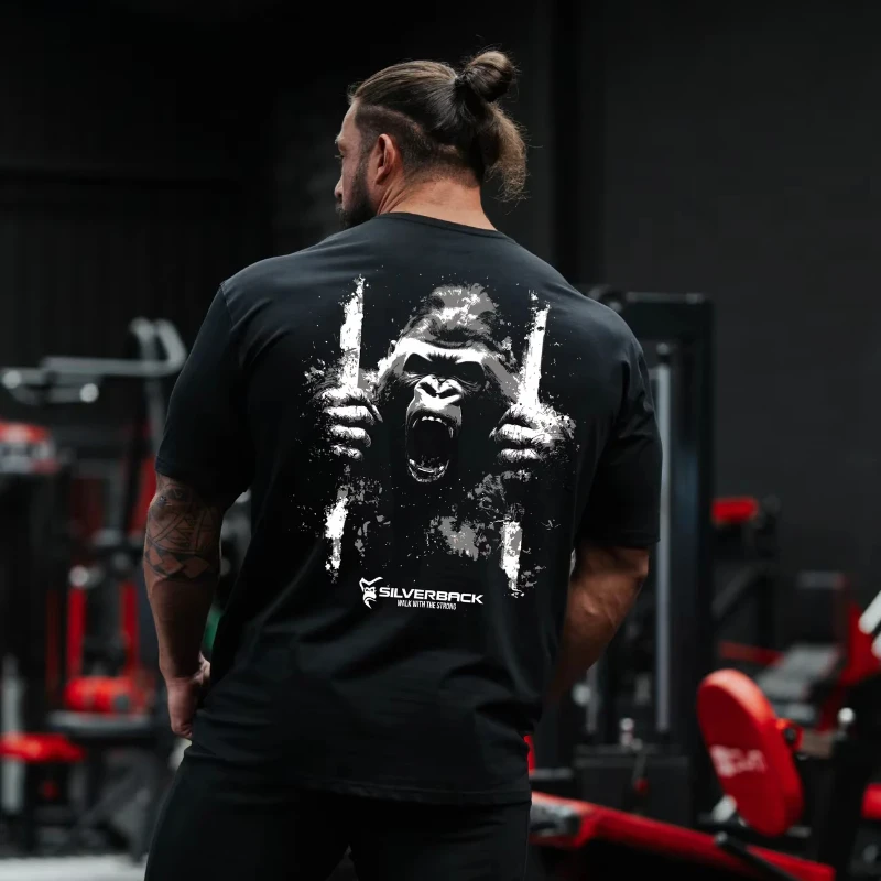 Retro King Gorilla Gym Print T-shirt 100% Pure Cotton Unisex Oversized Short Sleeve Streetwear Casual Top
