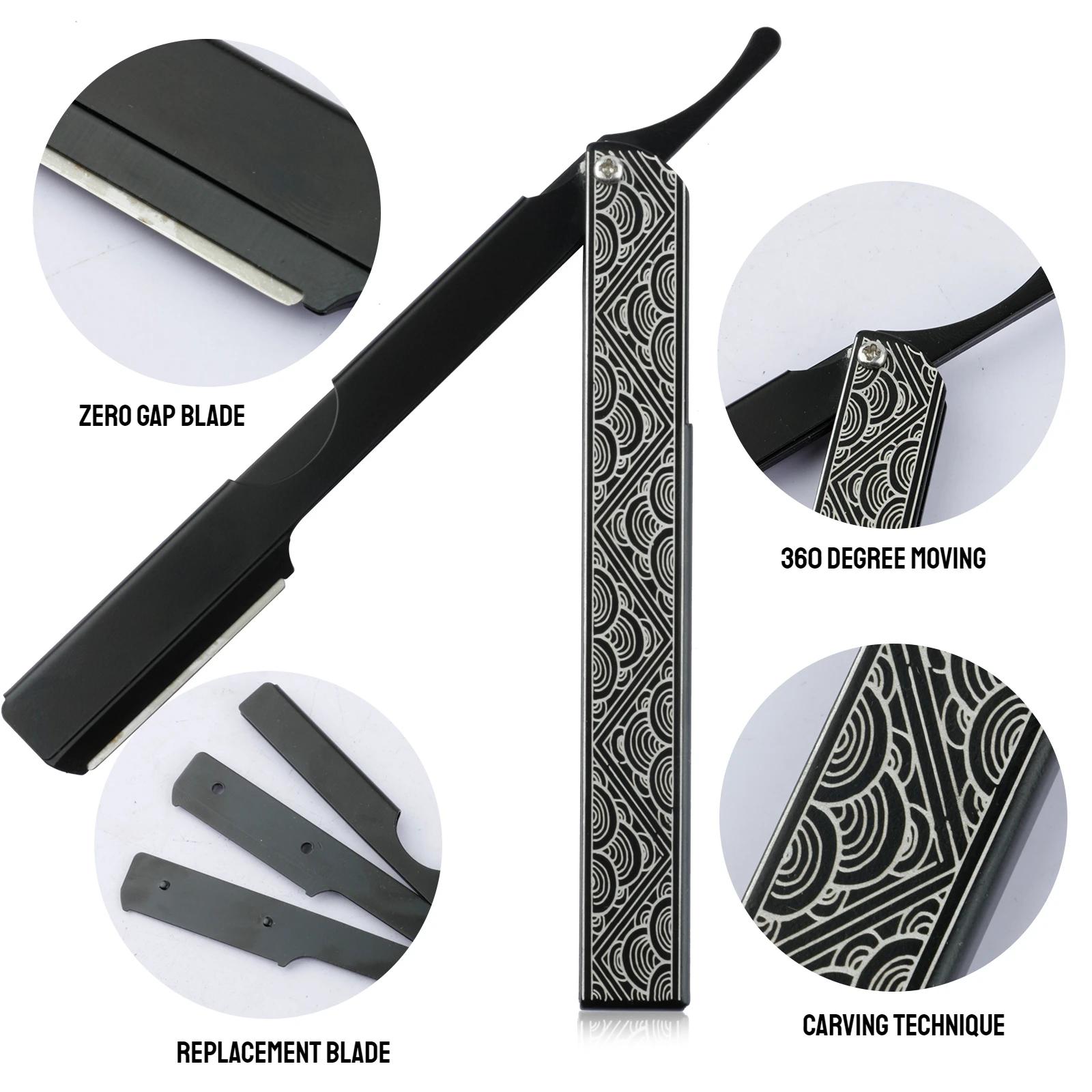 Professional Men Folding Shaving Razor Salon Replaceable Blade Manual Beard Razor Barber Hairdressing Hair Removal Razor Holder