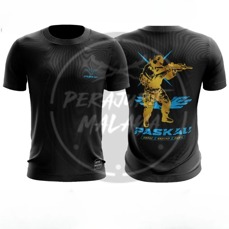 Men 100% Cotton Black Short Sleeve T-Shirt Tactical Handgun Team Logo & Graphic Print Casual Streetwear Tee