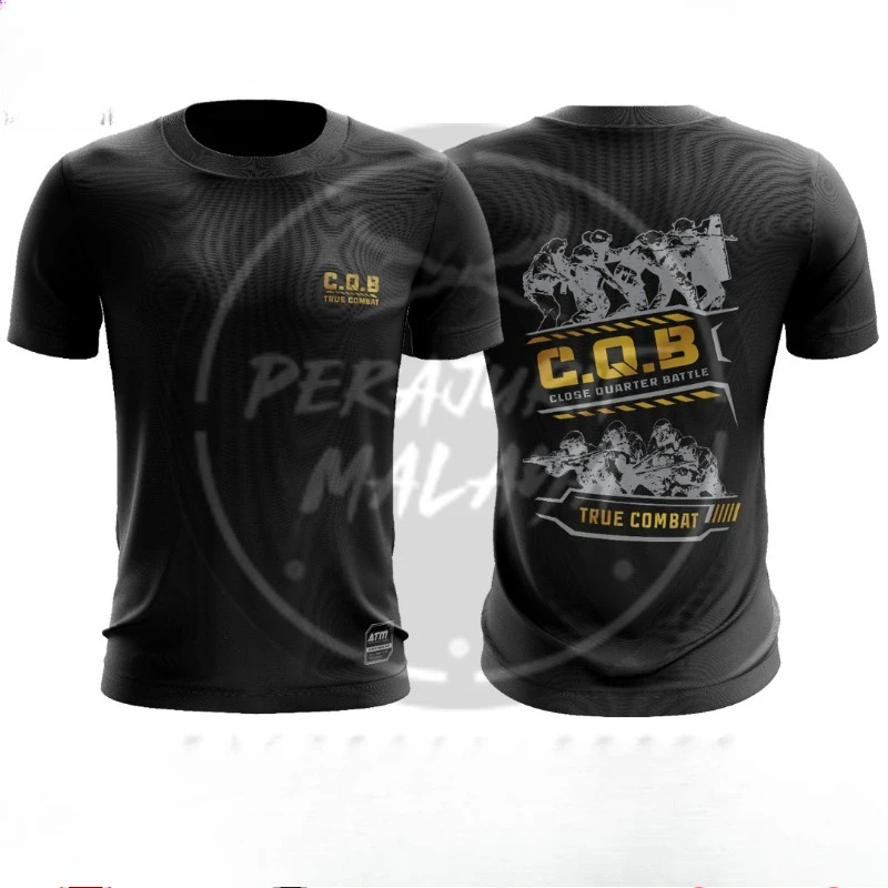 Men 100% Cotton Black Short Sleeve T-Shirt Tactical Handgun Team Logo & Graphic Print Casual Streetwear Tee