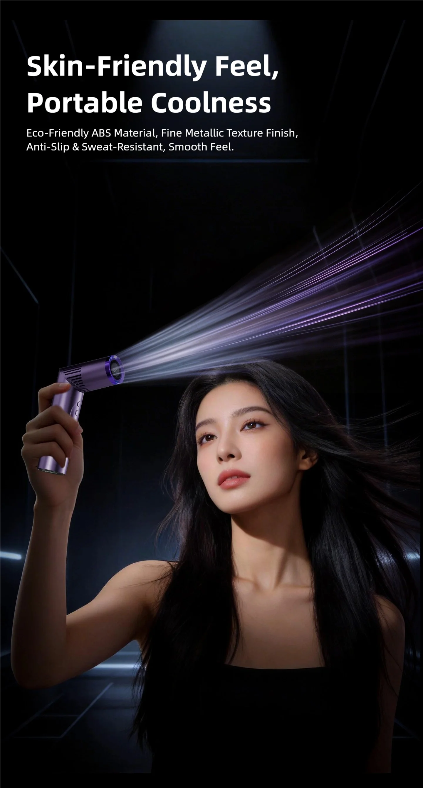 TINSOL 2026 New Lipstick Mini Handheld Fan, Portable Foldable Neck-Hanging Fan with Digital Display and Lighting Function