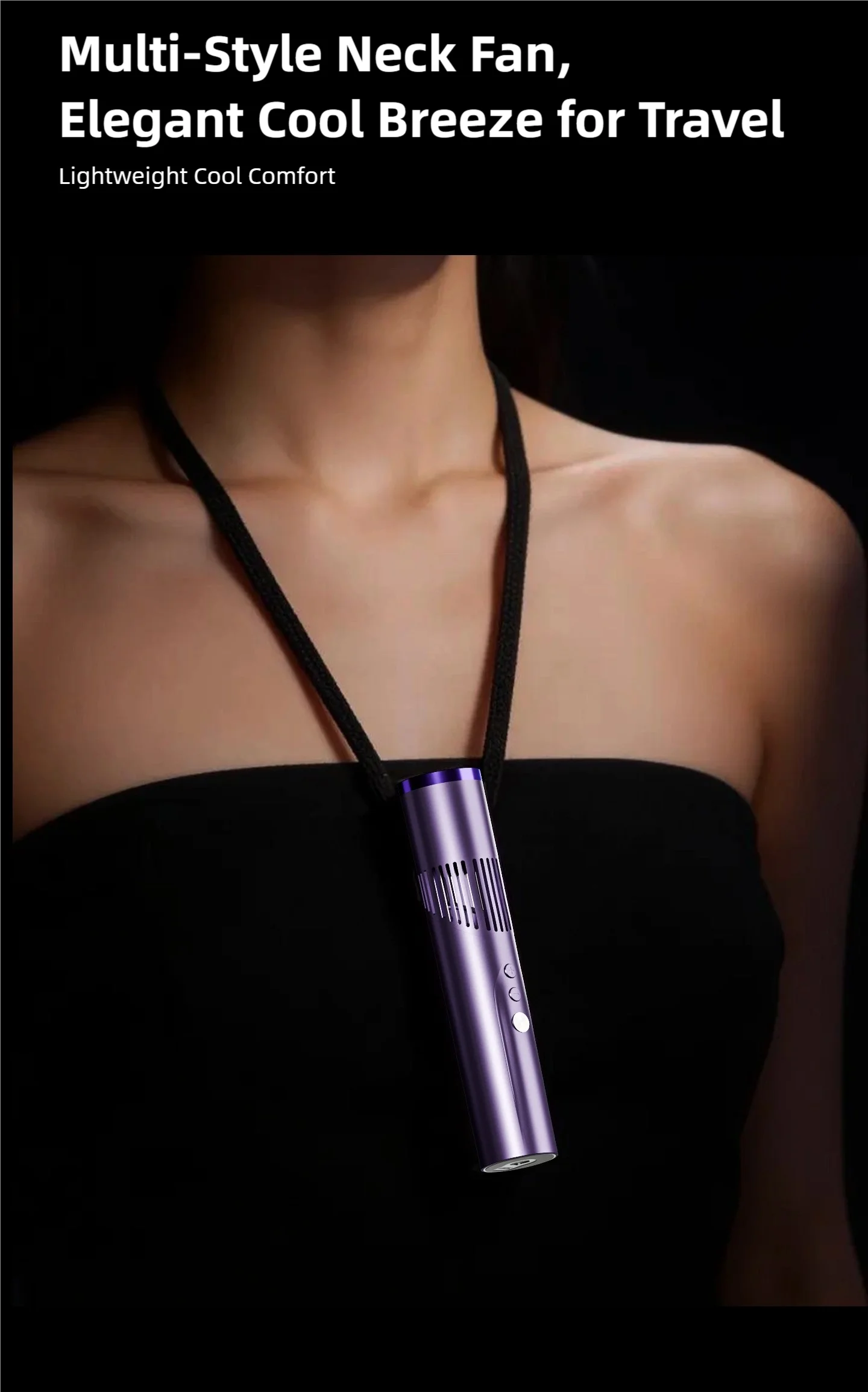 TINSOL 2026 New Lipstick Mini Handheld Fan, Portable Foldable Neck-Hanging Fan with Digital Display and Lighting Function