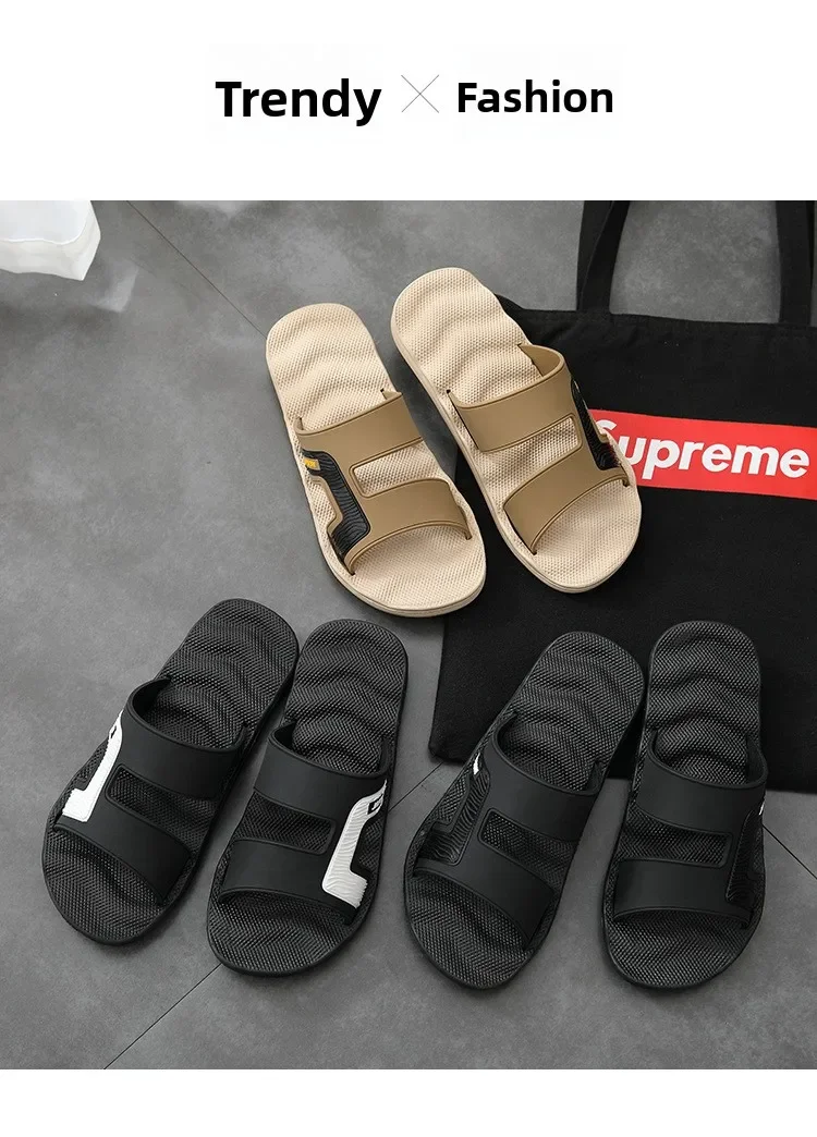 Summer Outdoor Men's Slippers, Non-slip Massage Soft Bottom Flip-flops, Large Size Sandals for Home Bathing
