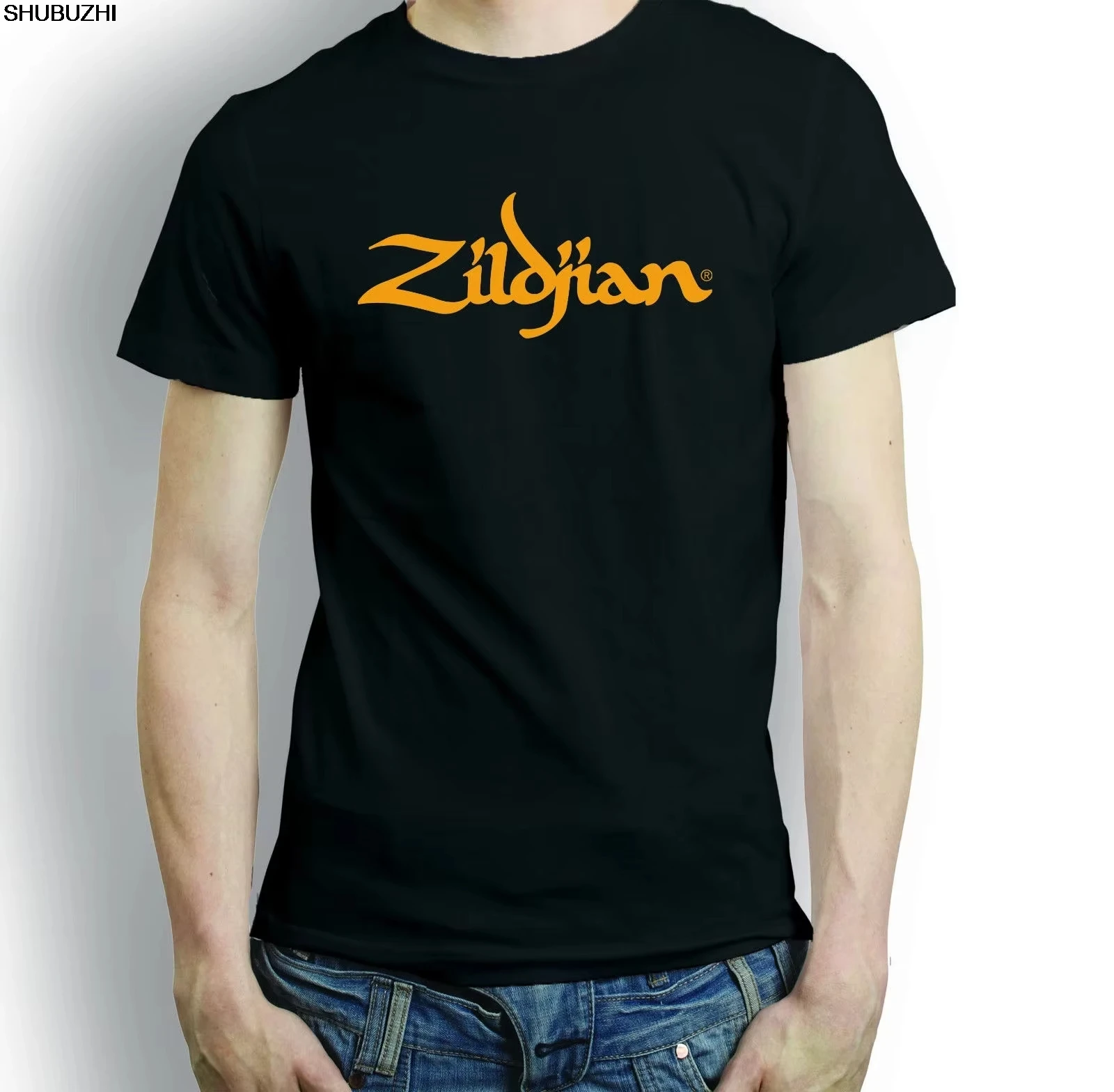 Men Cotton Black T-shirt ZILDJIAN CYMBALS DRUMS T-SHIRT DRUMMER GIUTAR MUSIC TURKISH Hip-Hop Simple Splicing Tee T Shirt Sbz128