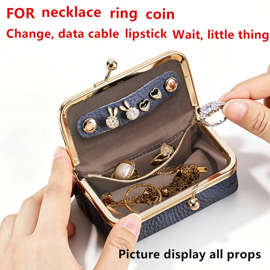 Women's Jewelry Storage Bag Small PU Leather Headphone Bag Ring Necklace Earring Accessory Box Storage Bag Mini Coin Purse