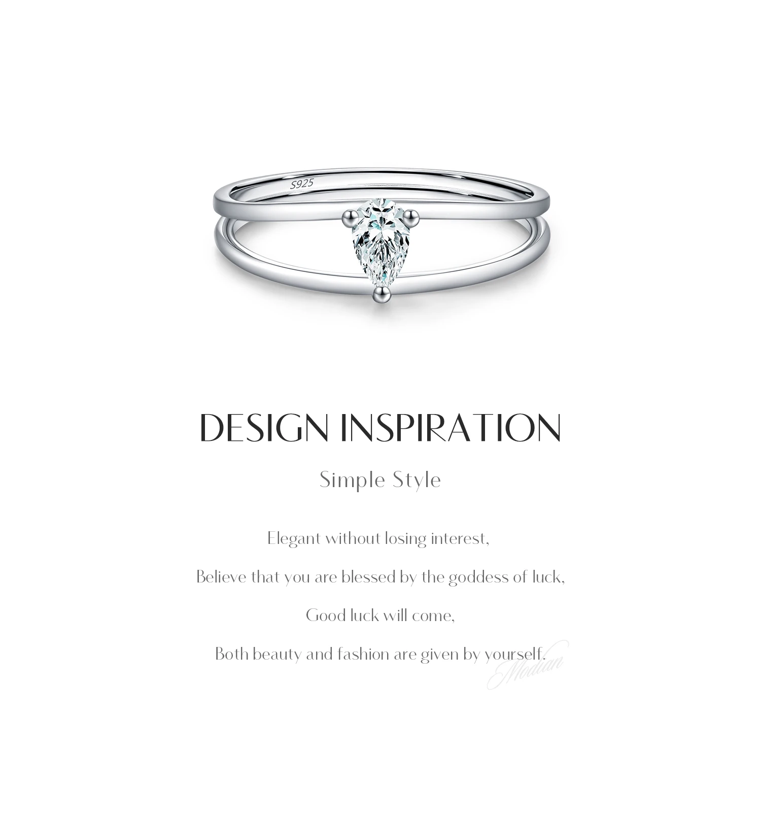 MODIAN Moissanite Lab Diamond Rings 925 Sterling Sliver Trendy Latch Design Rings Finger Rings For Women Office Fine Jewelry