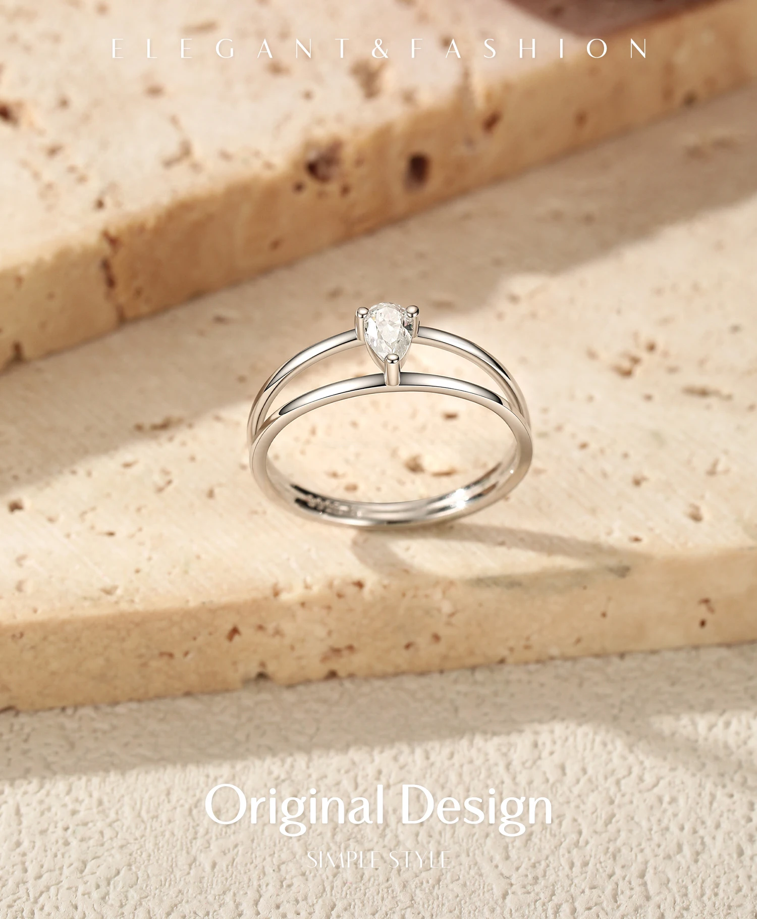 MODIAN Moissanite Lab Diamond Rings 925 Sterling Sliver Trendy Latch Design Rings Finger Rings For Women Office Fine Jewelry