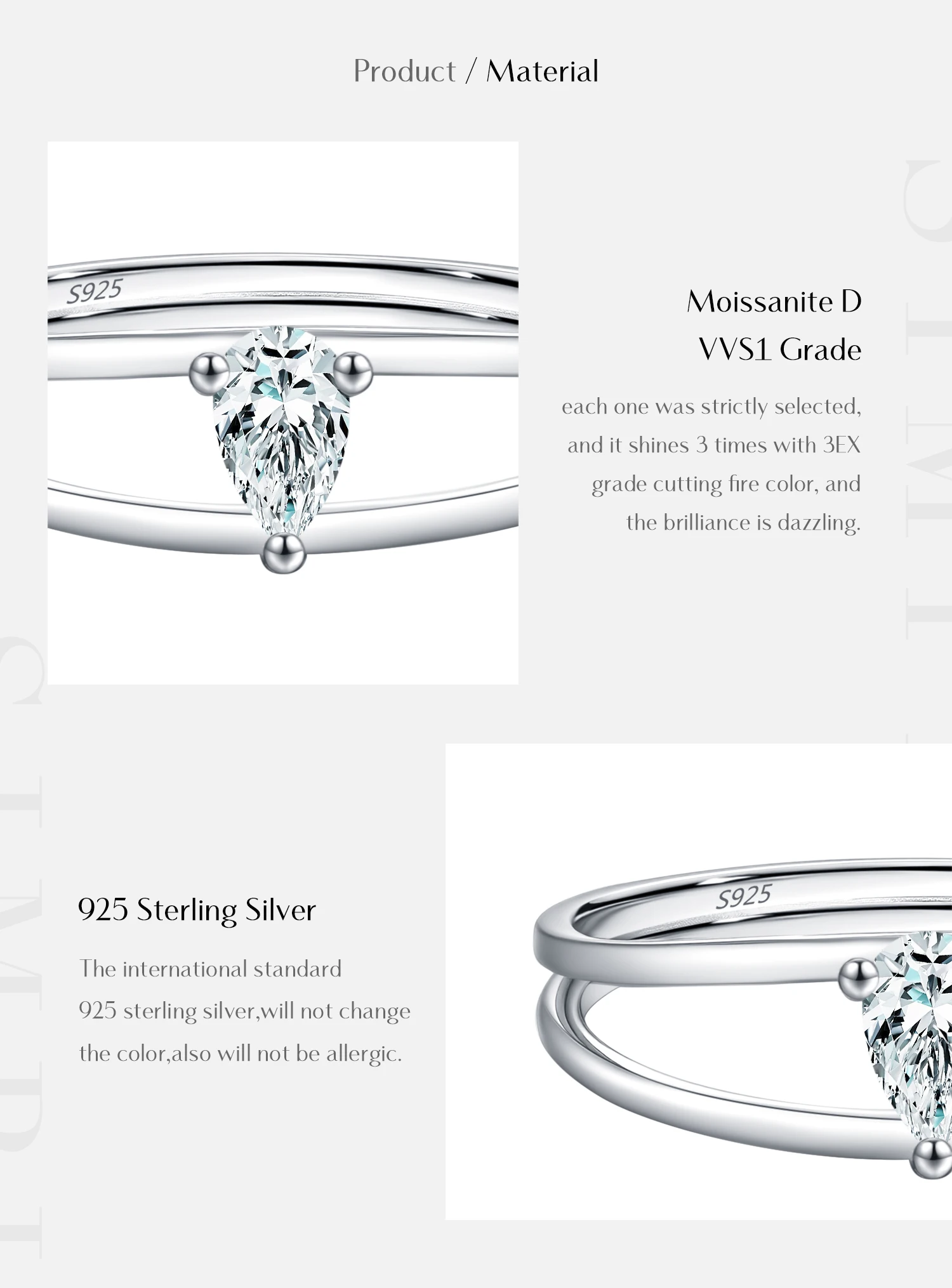 MODIAN Moissanite Lab Diamond Rings 925 Sterling Sliver Trendy Latch Design Rings Finger Rings For Women Office Fine Jewelry
