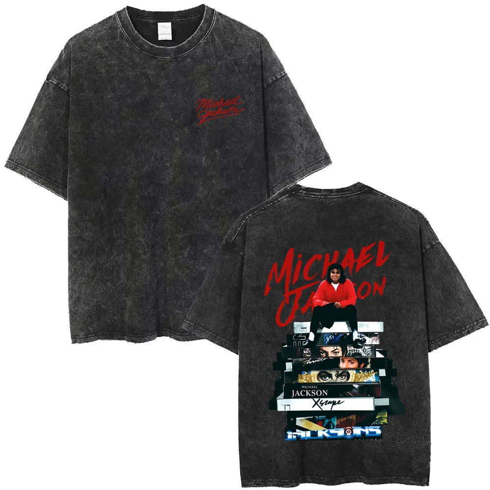 Washed Vintage Michael Jackson Music Album Eyes Graphic T-shirt Men Women Retro Gothic Rock T Shirts Oversized Short Sleeve Tops