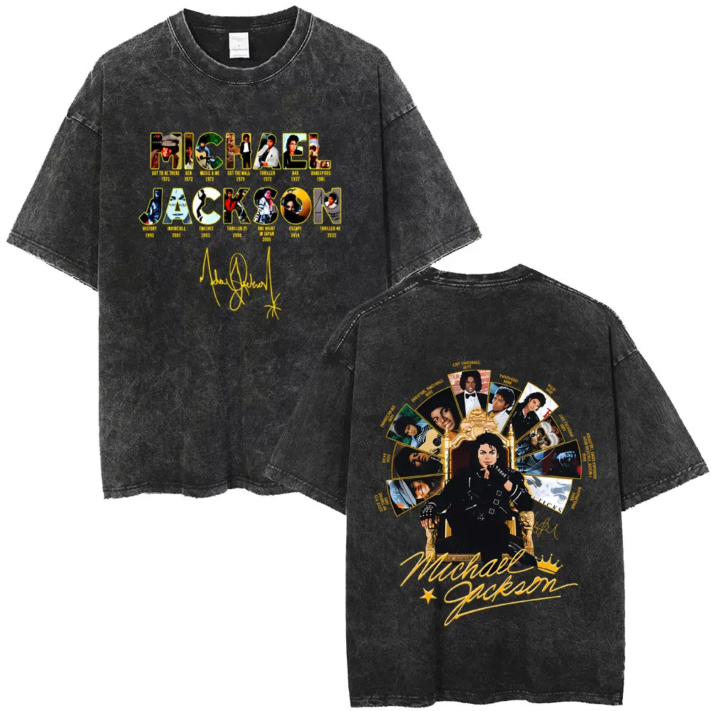Washed Vintage Michael Jackson Music Album Eyes Graphic T-shirt Men Women Retro Gothic Rock T Shirts Oversized Short Sleeve Tops