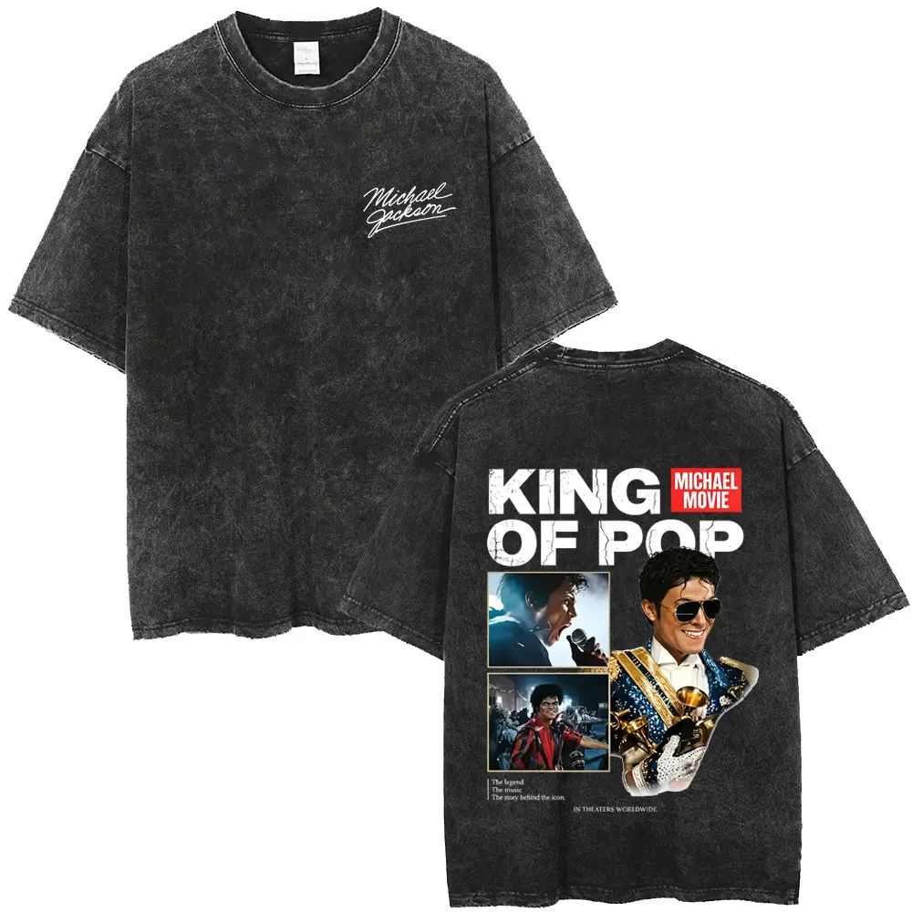 Washed Vintage Michael Jackson Music Album Eyes Graphic T-shirt Men Women Retro Gothic Rock T Shirts Oversized Short Sleeve Tops