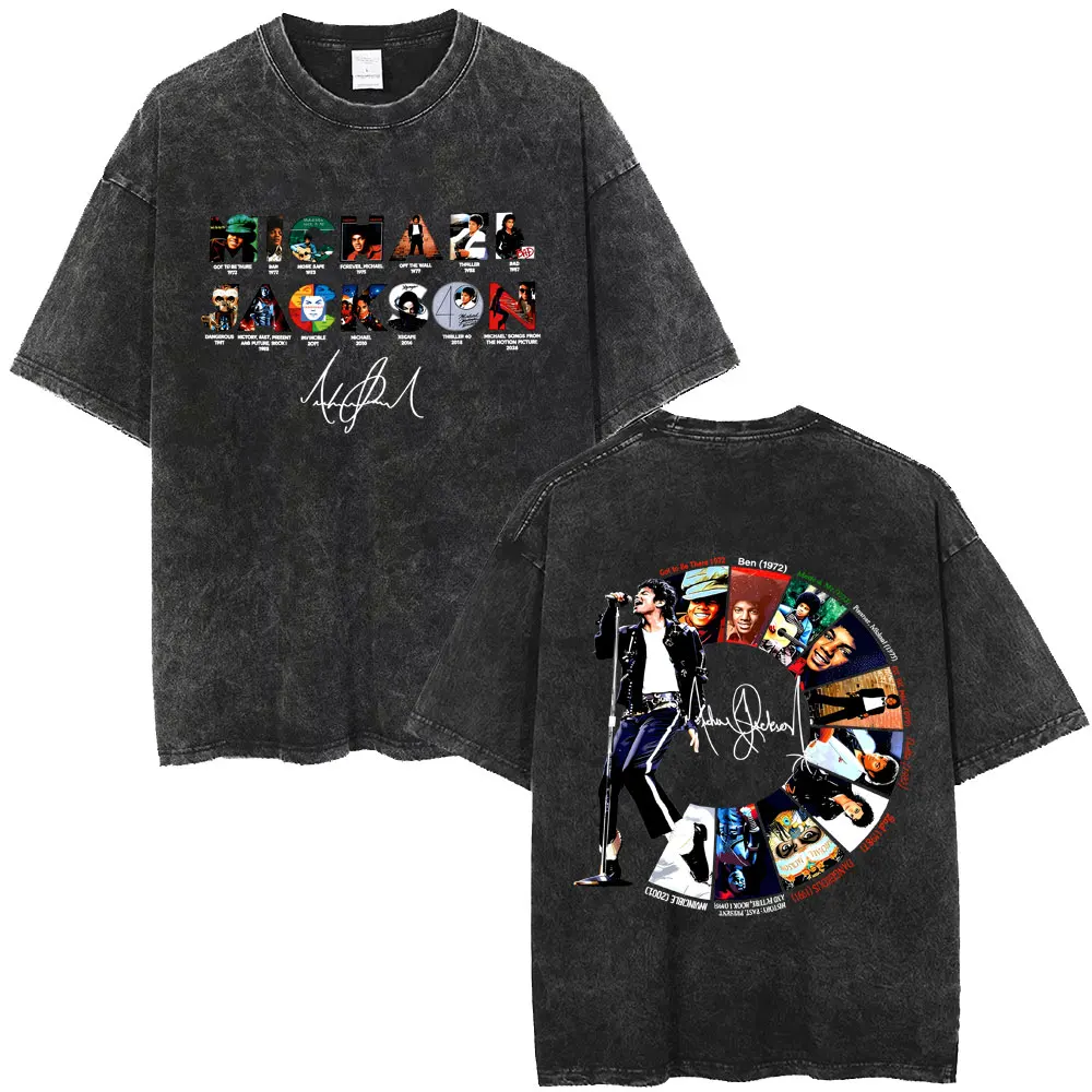 Washed Vintage Michael Jackson Music Album Eyes Graphic T-shirt Men Women Retro Gothic Rock T Shirts Oversized Short Sleeve Tops