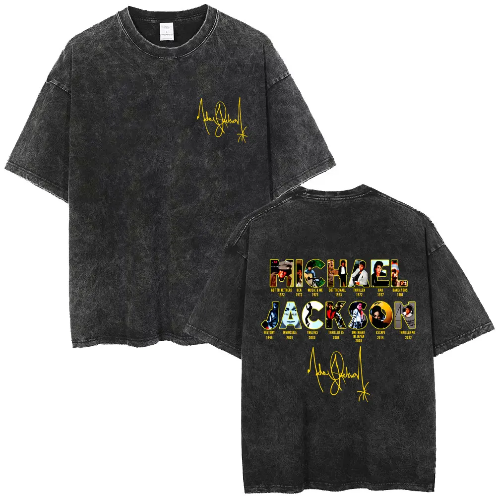 Washed Vintage Michael Jackson Music Album Eyes Graphic T-shirt Men Women Retro Gothic Rock T Shirts Oversized Short Sleeve Tops