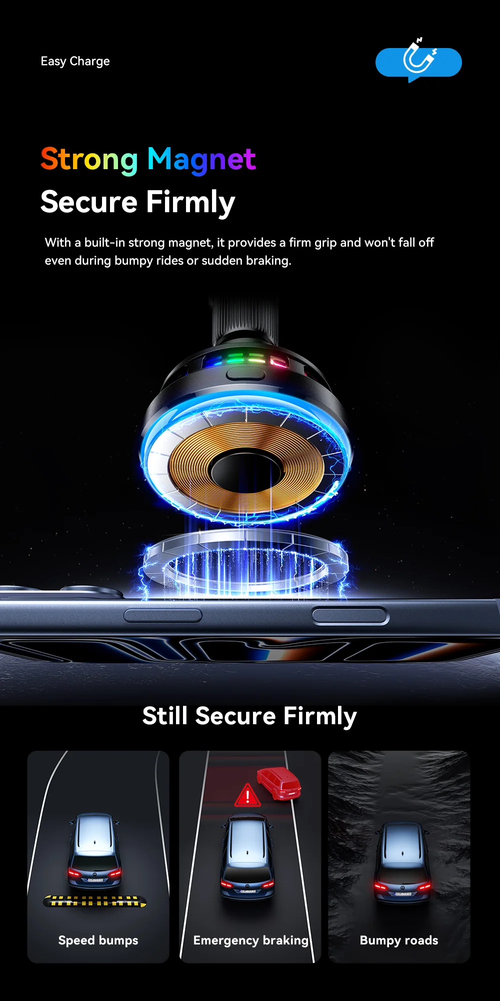 Essager 25W Magnetic Wireless Car Charger Qi 2.2 Fast Charging Station for iPhone 17 16 for Magsafe RGB Car Phone Holder Stand