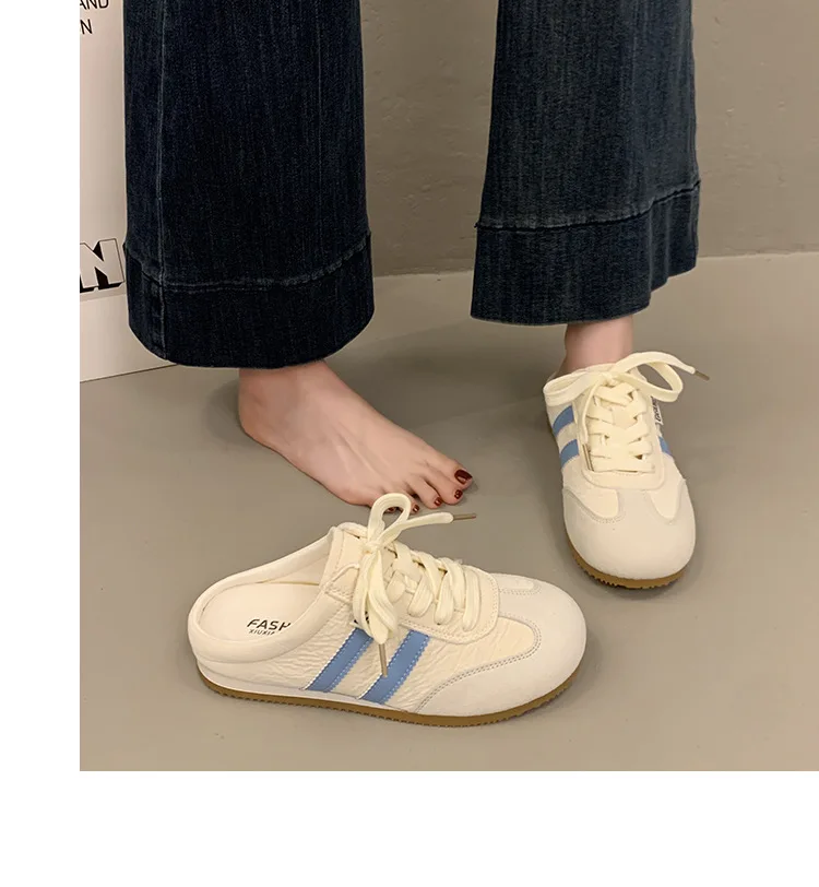 Women Fashion Slippers 2026 Summer Trend Casual Comfort Platform Flats Mules Slippers Lace-Up Non Slip Outdoor Female Slippers