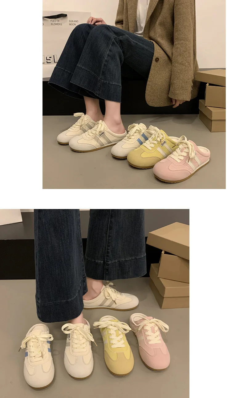 Women Fashion Slippers 2026 Summer Trend Casual Comfort Platform Flats Mules Slippers Lace-Up Non Slip Outdoor Female Slippers