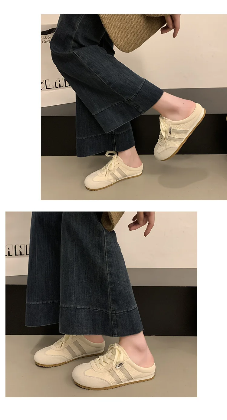 Women Fashion Slippers 2026 Summer Trend Casual Comfort Platform Flats Mules Slippers Lace-Up Non Slip Outdoor Female Slippers