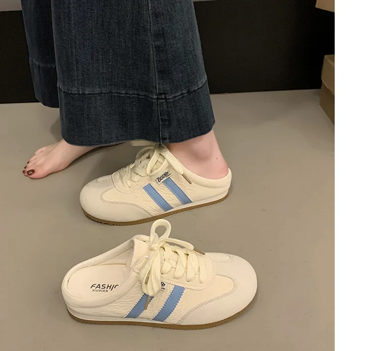 Women Fashion Slippers 2026 Summer Trend Casual Comfort Platform Flats Mules Slippers Lace-Up Non Slip Outdoor Female Slippers