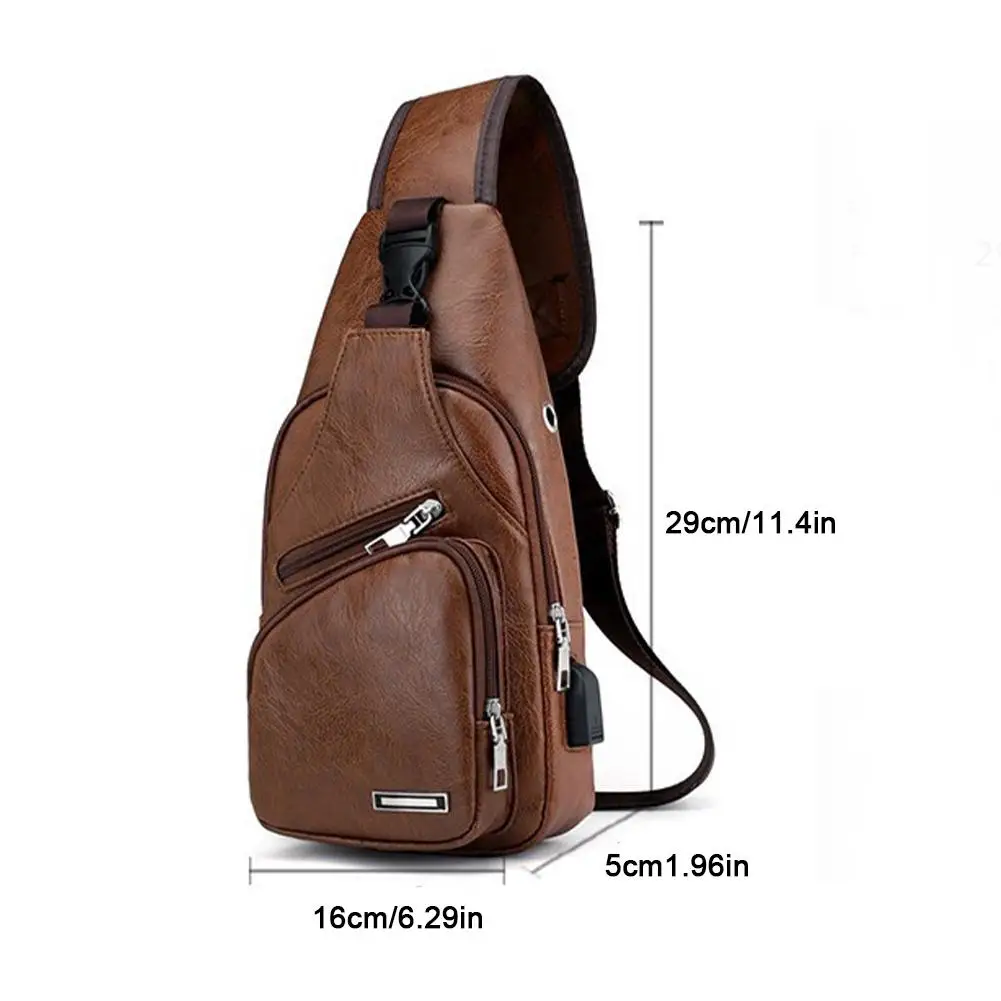 Men Chest Bag Simple Fashionable Casual Portable Charging Crossbody Pack Multifunctional Outdoor Sports Commuting Shoulder Bag