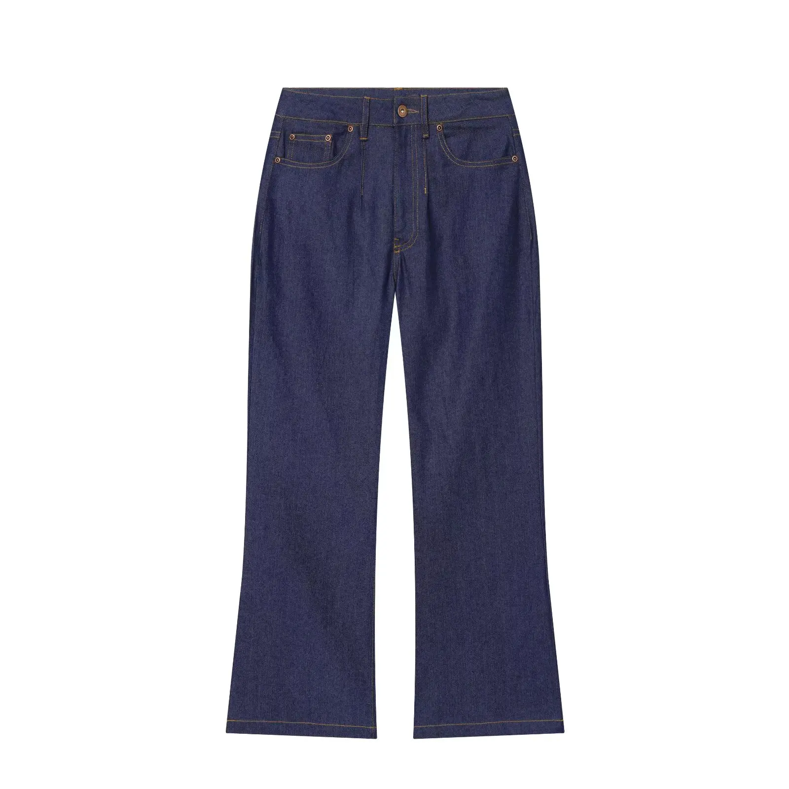 BSAY 2026 New Women's Denim Two Piece Set Puff Sleeve U-neck Blouse High Waist Wide Leg Jeans Casual Daily Wear Suit