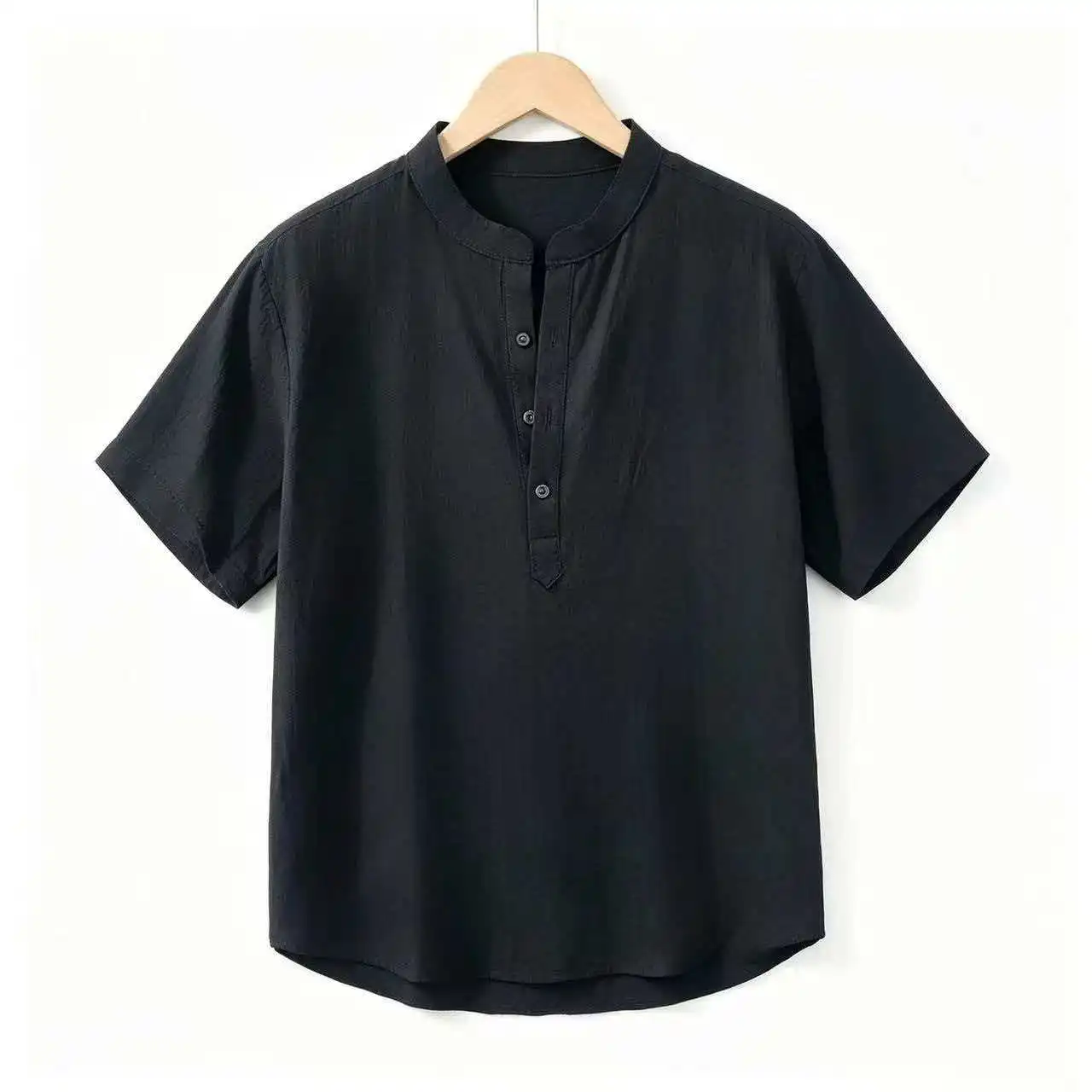 Men's Short Sleeve T-shirt Cotton and Linen Casual Men T-shirts Solid Color Summer Shirt Male Cozy Breathable