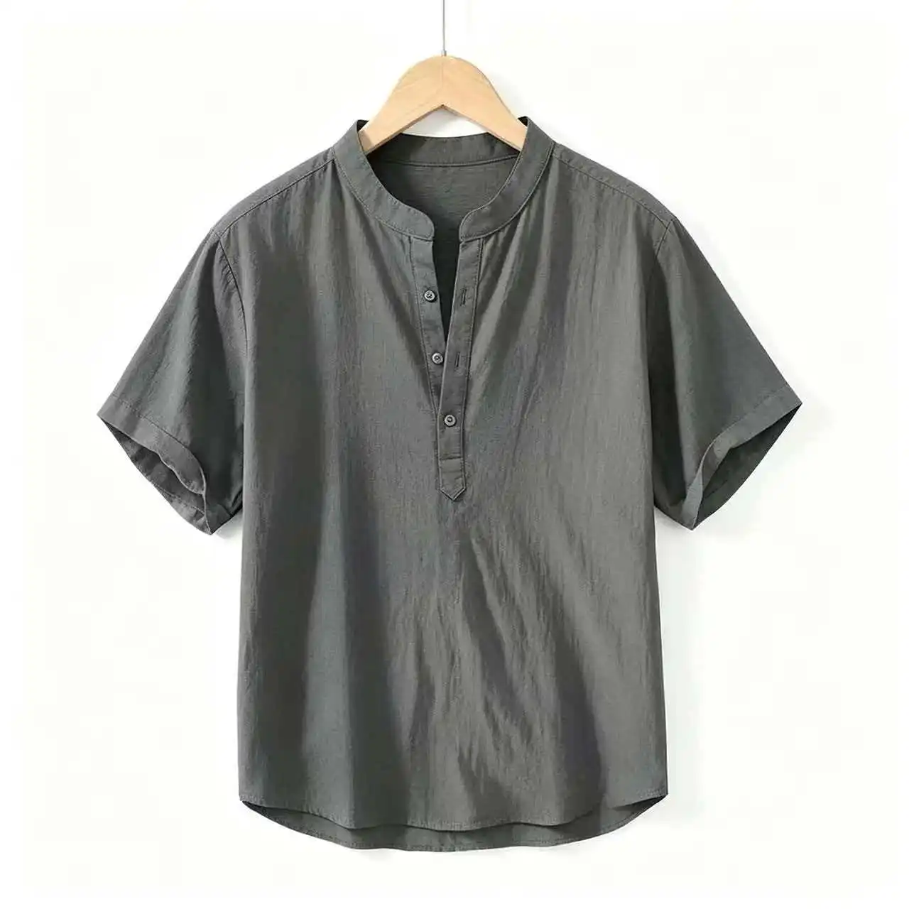 Men's Short Sleeve T-shirt Cotton and Linen Casual Men T-shirts Solid Color Summer Shirt Male Cozy Breathable