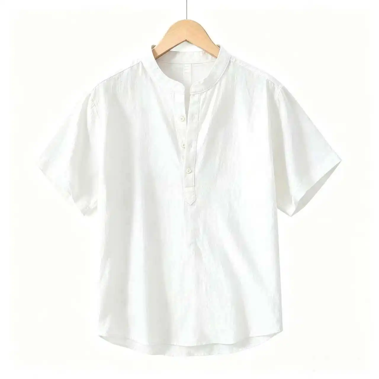 Men's Short Sleeve T-shirt Cotton and Linen Casual Men T-shirts Solid Color Summer Shirt Male Cozy Breathable